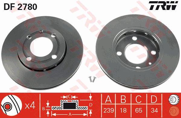 Front vented brake disc TRW DF2780