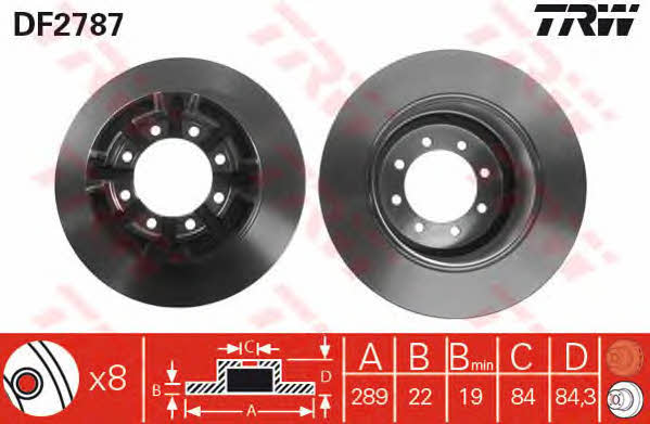 TRW DF2787 Rear brake disc, non-ventilated DF2787