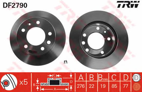 Front vented brake disc TRW DF2790