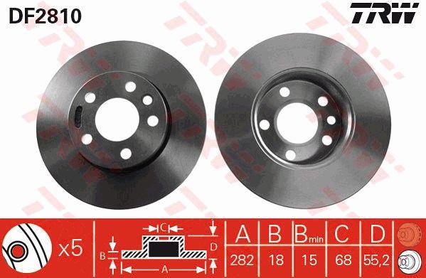 Unventilated front brake disc TRW DF2810