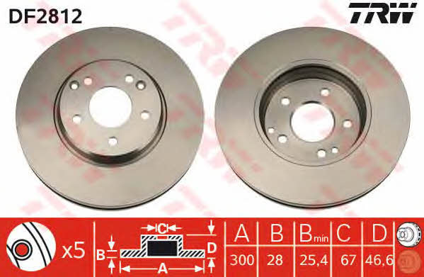 TRW Front vented brake disc – price 211 PLN