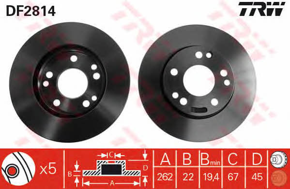 Front vented brake disc TRW DF2814