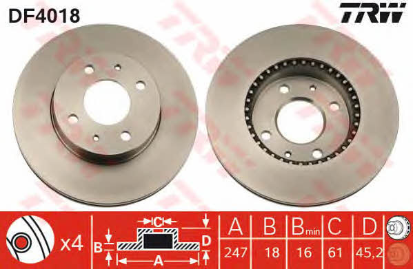 Front vented brake disc TRW DF4018