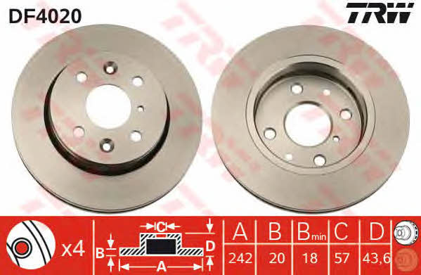 Front vented brake disc TRW DF4020