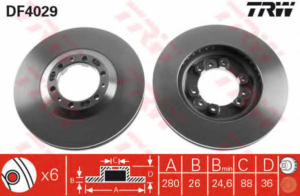 Front vented brake disc TRW DF4029