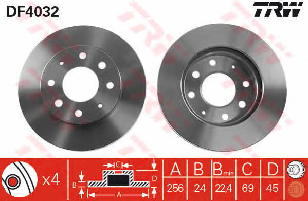 TRW DF4032 Front brake disc ventilated DF4032