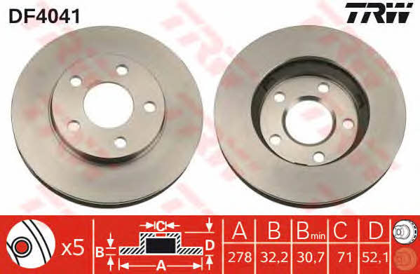 Front vented brake disc TRW DF4041