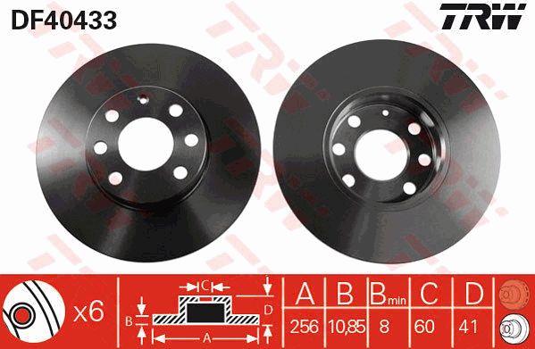 Unventilated front brake disc TRW DF4043