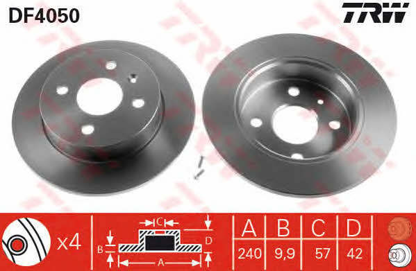 Rear solid brake disc TRW DF4050