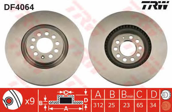 Front vented brake disc TRW DF4064