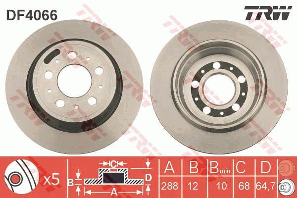 Rear solid brake disc TRW DF4066