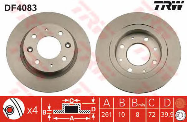 Rear solid brake disc TRW DF4083