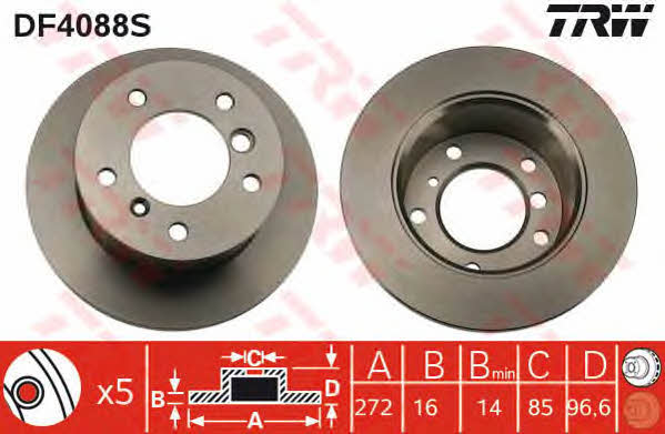 Rear solid brake disc TRW DF4088S