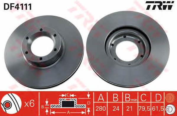 Front vented brake disc TRW DF4111
