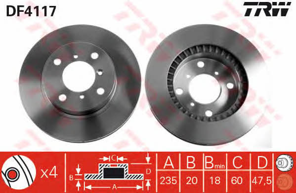 Front vented brake disc TRW DF4117