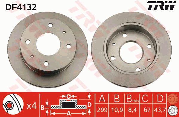 Unventilated front brake disc TRW DF4132