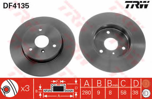Unventilated front brake disc TRW DF4135
