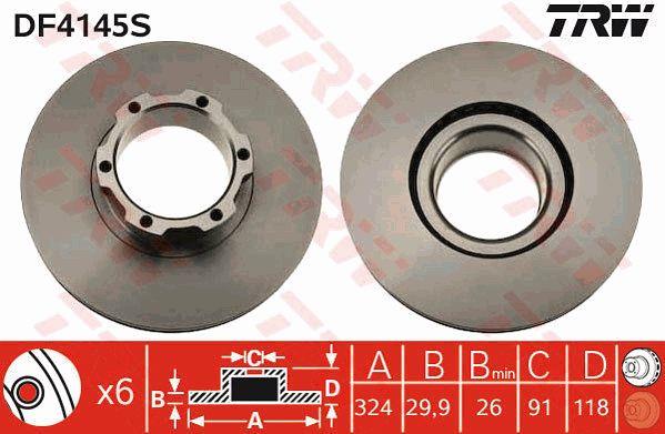 Front vented brake disc TRW DF4145S