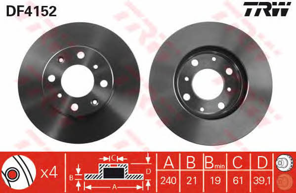 TRW DF4152 Front brake disc ventilated DF4152