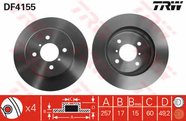 Front vented brake disc TRW DF4155