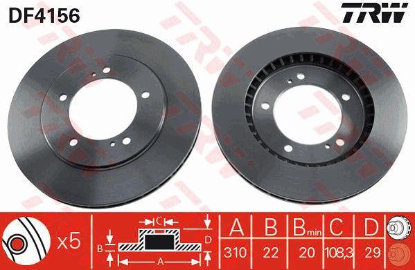 Front vented brake disc TRW DF4156