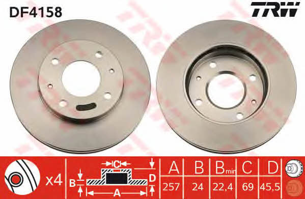 Front vented brake disc TRW DF4158