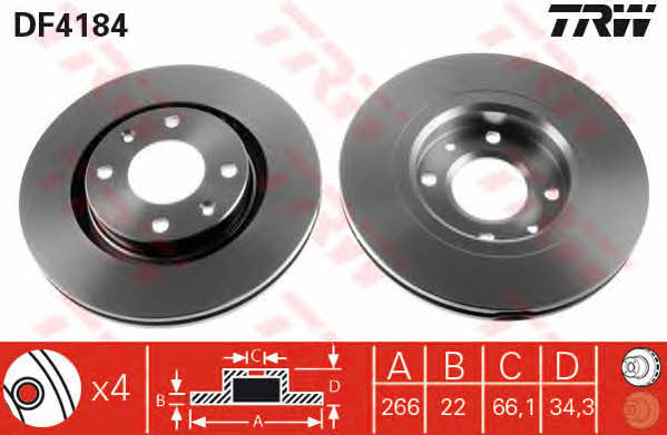 TRW Front brake disc ventilated – price 116 PLN