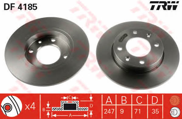 Rear solid brake disc TRW DF4185