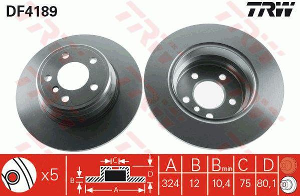 Rear solid brake disc TRW DF4189