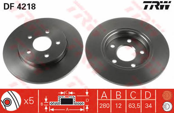 Rear solid brake disc TRW DF4218