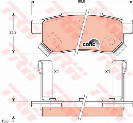 TRW COTEC brake pad set TRW GDB499