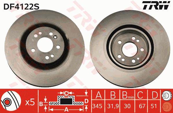 Front vented brake disc TRW DF4222S