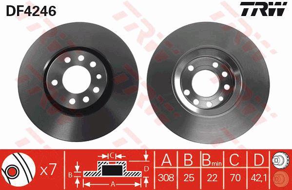 Front vented brake disc TRW DF4246