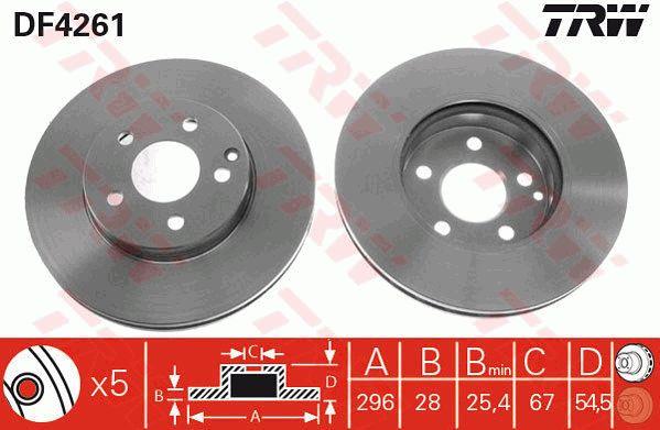 Front vented brake disc TRW DF4261
