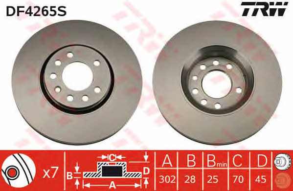 Front vented brake disc TRW DF4265S