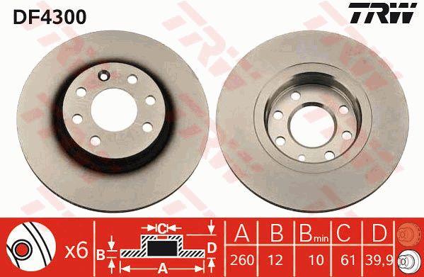 Unventilated front brake disc TRW DF4300