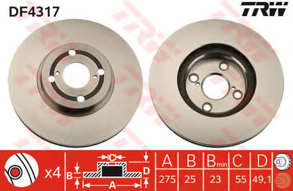 Front vented brake disc TRW DF4317