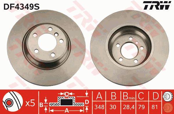 Front vented brake disc TRW DF4349S