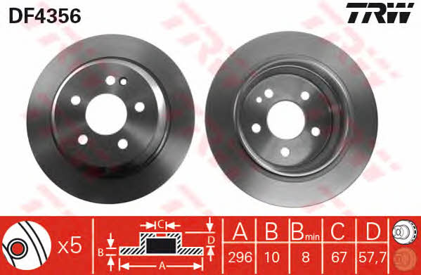 TRW Rear solid brake disc – price 138 PLN