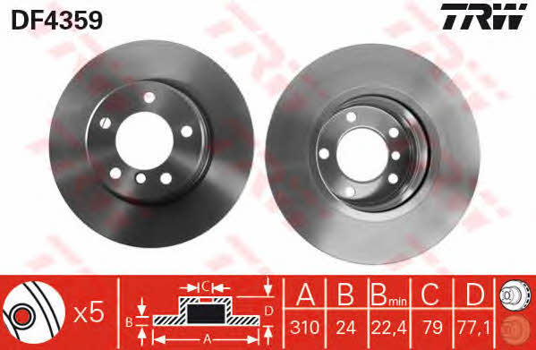 Front vented brake disc TRW DF4359