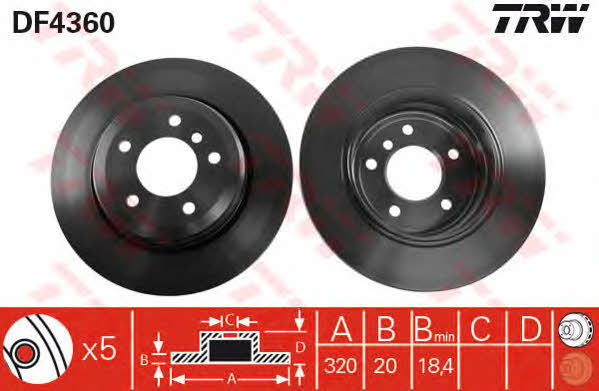 Rear vented brake disc TRW DF4360