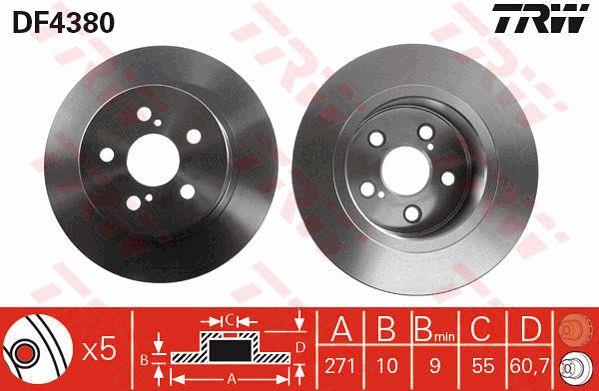 Rear solid brake disc TRW DF4380