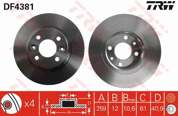 TRW Unventilated front brake disc – price 89 PLN