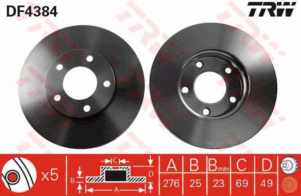 Front vented brake disc TRW DF4384