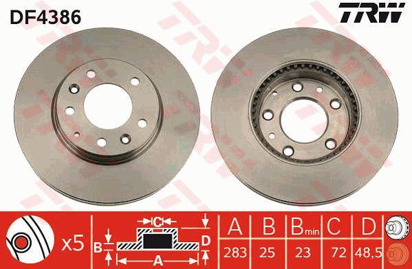 Front vented brake disc TRW DF4386