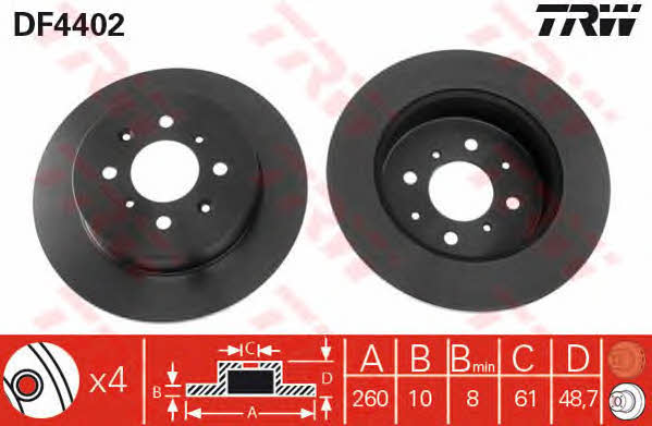 Rear solid brake disc TRW DF4402