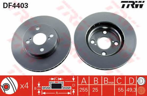 Front vented brake disc TRW DF4403