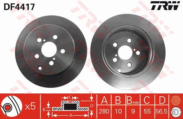Rear solid brake disc TRW DF4417