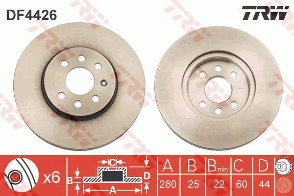 Front vented brake disc TRW DF4426