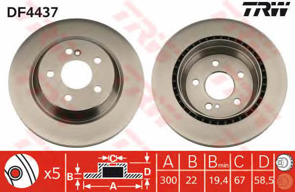 Rear vented brake disc TRW DF4437